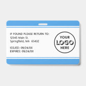 Modernes Logo-Barcode hellblaues Mitarbeiter-Foto- Ausweis (Rückseite)