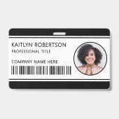 Modernes Logo-Barcode-schwarzes Mitarbeiter-Foto-I Ausweis (Vorderseite)