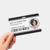 Modernes Logo-Barcode-schwarzes Mitarbeiter-Foto-I Ausweis (Handheld)
