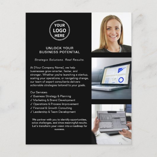 Modernes Logo Beruflich Black Business Flyer (Vorne)