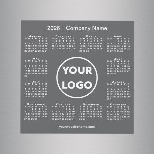 Modernes Logo der Kalenderfirma 2026 Dunkelgrauer Magnetkarte