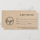 Modernes Logo Einfach rustikales Geschenkzertifika (Vorne/Hinten)