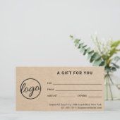 Modernes Logo Einfach rustikales Geschenkzertifika (Stehend Vorderseite)