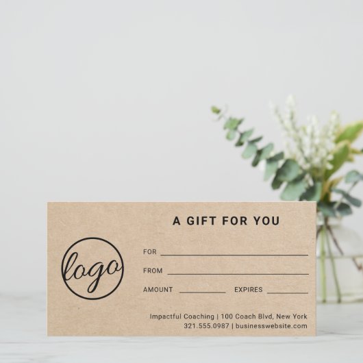 Modernes Logo Einfach rustikales Geschenkzertifika (Stehend Vorderseite)