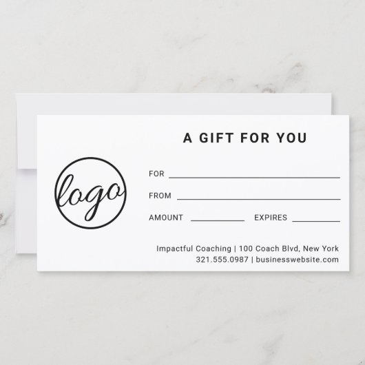 Modernes Logo Einfaches Geschenkzertifikat (Vorderseite)