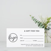 Modernes Logo Einfaches Geschenkzertifikat (Stehend Vorderseite)