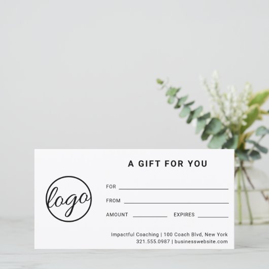 Modernes Logo Einfaches Geschenkzertifikat (Stehend Vorderseite)