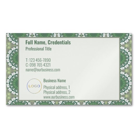 Modernes Logo Elegante Frühling Abstrakt grün Magnetische Visitenkarte (Vorderseite)