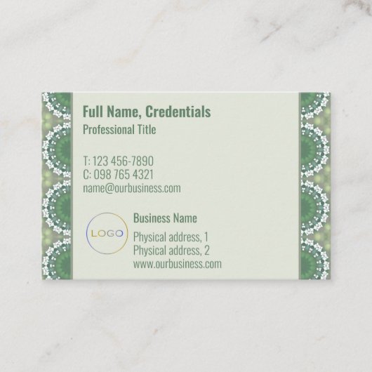 Modernes Logo Elegante Frühling Abstrakt grün Visitenkarte (Vorderseite)