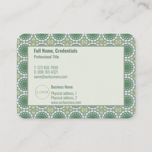 Modernes Logo Elegantes Abstraktes Blumenmuster Gr Visitenkarte (Vorderseite)