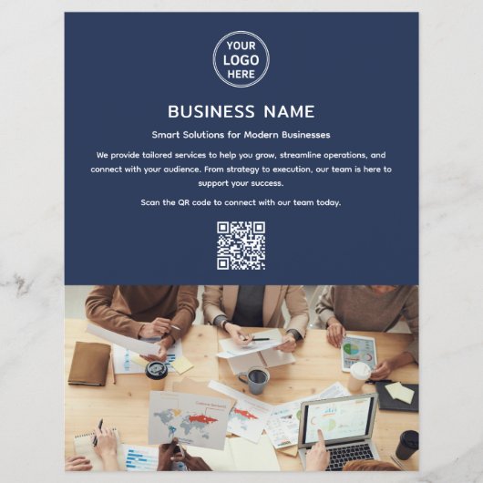 Modernes Logo-Foto Beruflich Navy Blue Business Flyer (Vorne)