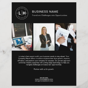 Modernes Logo Foto Corporate Black Business Flyer