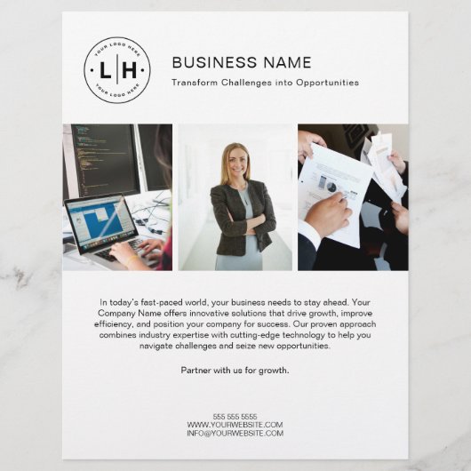 Modernes Logo Foto Corporate White Business Flyer (Vorne)