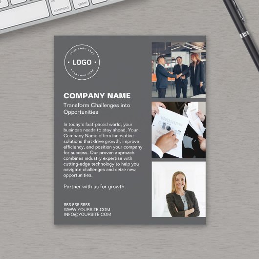 Modernes Logo-Foto Dunkelgrau Beruflich Flyer