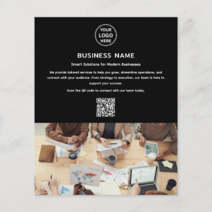 Modernes Logo Foto QR Beruflich Black Business Flyer