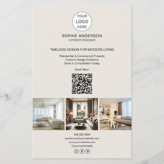 Modernes Logo-Foto QR Beruflich Business Flyer (Vorne)