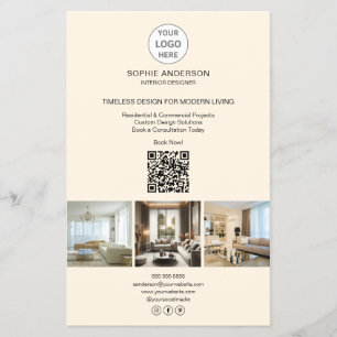 Modernes Logo Foto QR Creme Beruflich Business Flyer