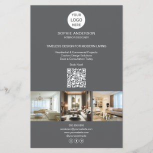 Modernes Logo Foto QR Grau Beruflich Business Flyer