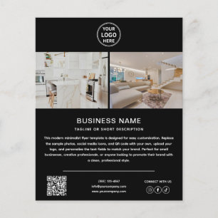 Modernes Logo-Foto-QR-Schwarz-Marketing-Geschäft Flyer