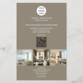 Modernes Logo Foto QR Taupe Beruflich Business Flyer (Vorne)