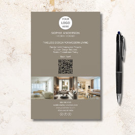 Modernes Logo Foto QR Taupe Beruflich Business Flyer