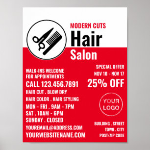 Modernes Logo, Friseur-Stylist, Friseur-Salon-Werb Poster