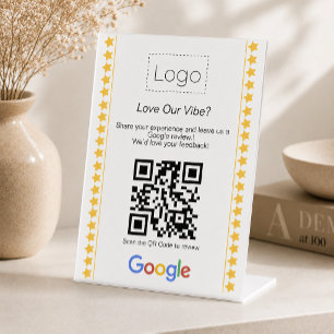 Modernes Logo Fünf-Sterne-Bewertung Google Review Sockelschild