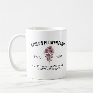 Modernes Logo für Blumenfarm in Rosa und Weiß im G Kaffeetasse