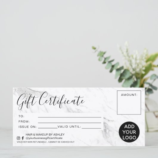 Modernes Logo für ein Schwarz-weißes Marmorgeschen (Stehend Vorderseite)