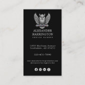 Modernes Logo für Friseursalon Silber Eule QR-Code Visitenkarte (Rückseite)