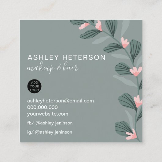 modernes Logo für grün grün gestrichene Haare Quadratische Visitenkarte (Rückseite)