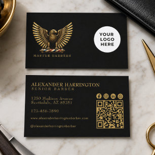 Modernes Logo für Herrenfriseure mit Goldenem Adle Visitenkarte