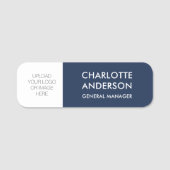 Modernes Logo für Mitarbeiter Navy Blue White Namensschild (Vorderseite)