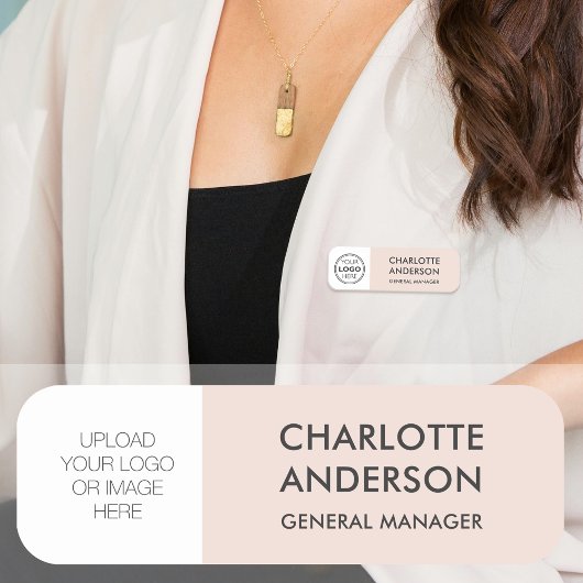 Modernes Logo für Mitarbeiter Rosa Rosa Grau Namensschild