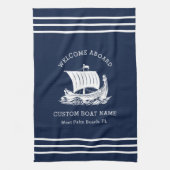 Modernes Logo für Nautic Custom Boat Name & Ship Geschirrtuch (Vertikal)
