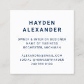 Modernes Logo für Navy Blue Custom Business Quadratische Visitenkarte (Rückseite)