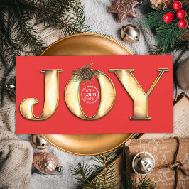 Modernes Logo für Pine Red and Gold Metal Joy Feiertagskarte