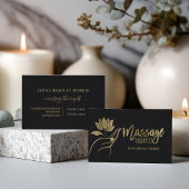 Modernes Logo für Schwarz-Gold-Foil-Massage-Therap Visitenkarte