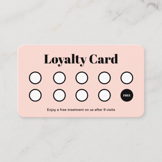 Modernes Logo Kundenloyalty Punch Card Salon Rosa Treuekarte (Vorderseite)