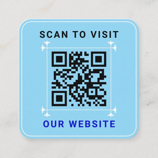 Modernes Logo mit QR-Code | Custom Blue Quadratische Visitenkarte (Rückseite)