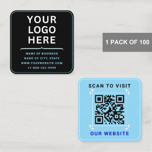 Modernes Logo mit QR-Code   Custom Blue Quadratische Visitenkarte