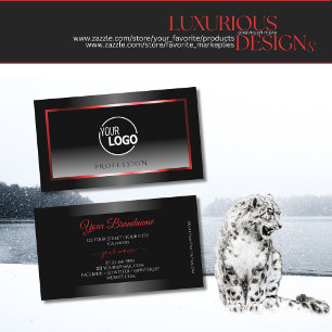 Modernes Logo mit schwarz-weißem, glänzendem Rot Visitenkarte