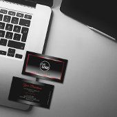 Modernes Logo mit schwarz-weißem, glänzendem Roten Visitenkarte