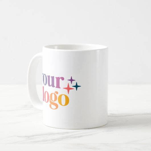 Modernes Logo mit weißer Markenbezeichnung Kaffeetasse (Vorderseite Links)