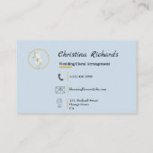 Modernes Logo mit weißer Rose und blauer Blume Visitenkarte (Rückseite)