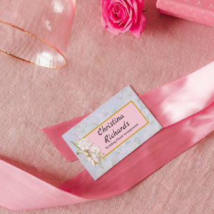 Modernes Logo mit weißer Rose und blauer Blume Visitenkarte