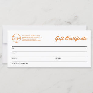 Modernes Logo Orange Business Geschenkgutschein