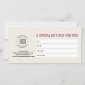 Modernes Logo professionell beige rote Geschenkkar (Rückseite)