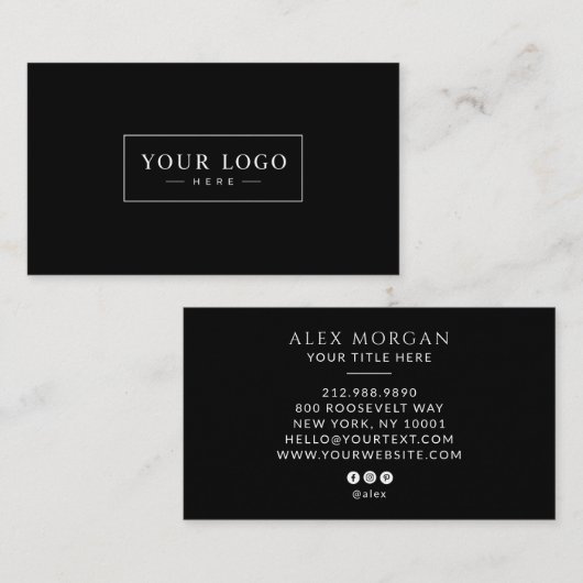 Modernes Logo Professionell Schwarz Visitenkarte (Vorne/Hinten)