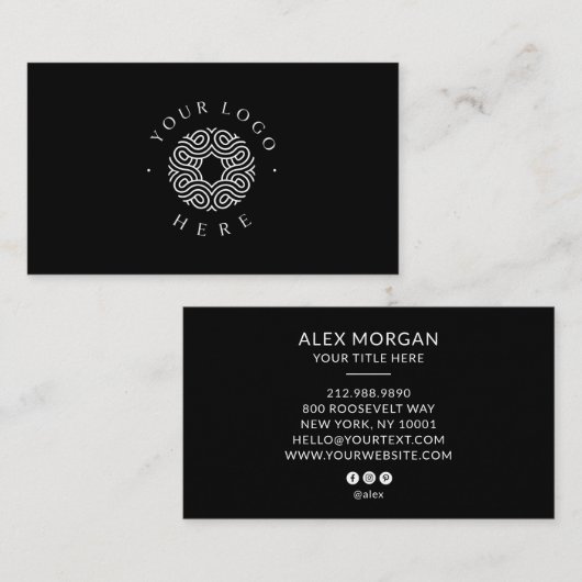 Modernes Logo Professionell Schwarz Visitenkarte (Vorne/Hinten)